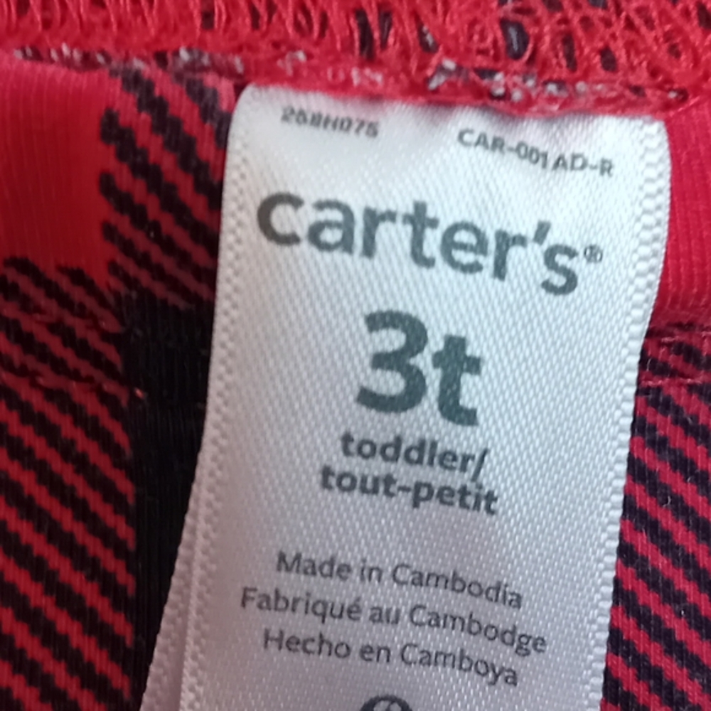 👶2/$15👶Toddler Girl's Carter's Plaid Leggings Winter Fall Red Black Size 3T - Picture 8 of 8